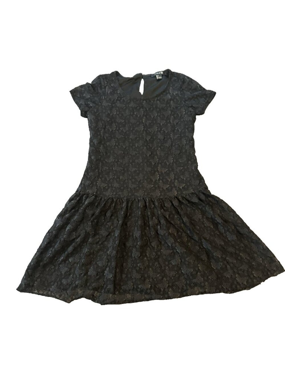 Forever 21 Black Butterfly Burnout Velvet Drop Waist Dress S Goth Fairy Y2K